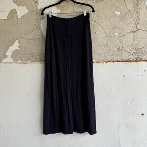 J Crew Maxi Skirt Medium Pull On Elastic Waist Drawstring Navy Minimalist Office